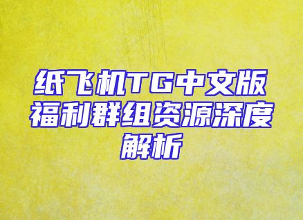 纸飞机TG中文版福利群组资源深度解析