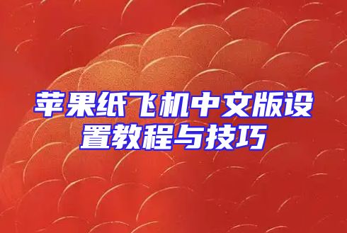 苹果纸飞机中文版设置教程与技巧