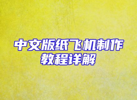 中文版纸飞机制作教程详解