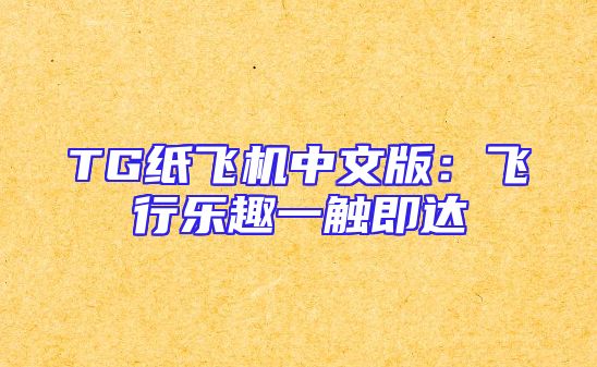TG纸飞机中文版：飞行乐趣一触即达