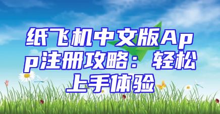 纸飞机中文版App注册攻略：轻松上手体验