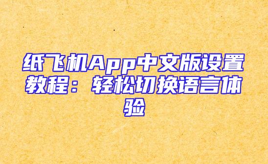 纸飞机App中文版设置教程：轻松切换语言体验