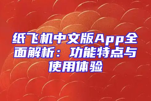 纸飞机中文版App全面解析：功能特点与使用体验