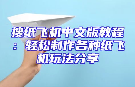 搜纸飞机中文版教程：轻松制作各种纸飞机玩法分享