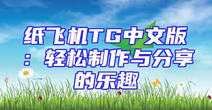 纸飞机TG中文版：轻松制作与分享的乐趣