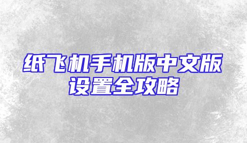 纸飞机手机版中文版设置全攻略