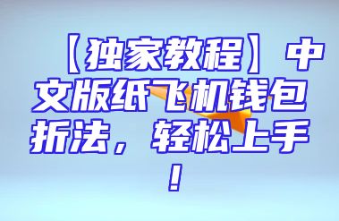 【独家教程】中文版纸飞机钱包折法，轻松上手！