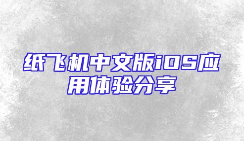 纸飞机中文版iOS应用体验分享