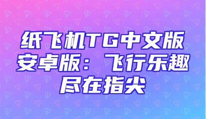 纸飞机TG中文版安卓版：飞行乐趣尽在指尖