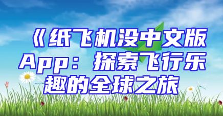 《纸飞机没中文版App：探索飞行乐趣的全球之旅