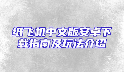 纸飞机中文版安卓下载指南及玩法介绍