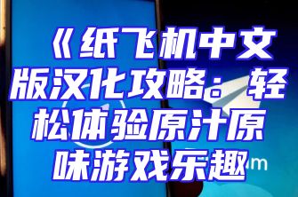 《纸飞机中文版汉化攻略：轻松体验原汁原味游戏乐趣
